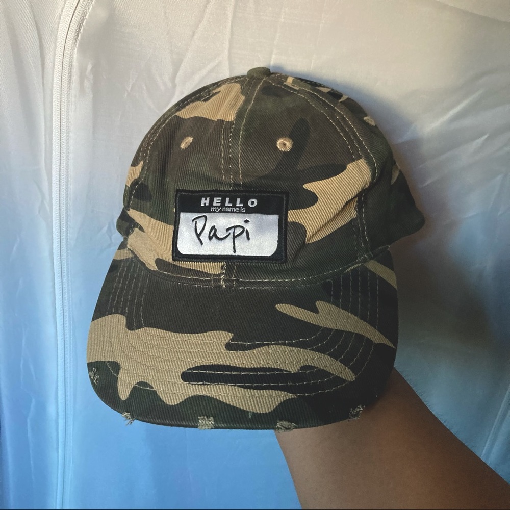 Hello My Name Is Papi Dad Hat Camouflage